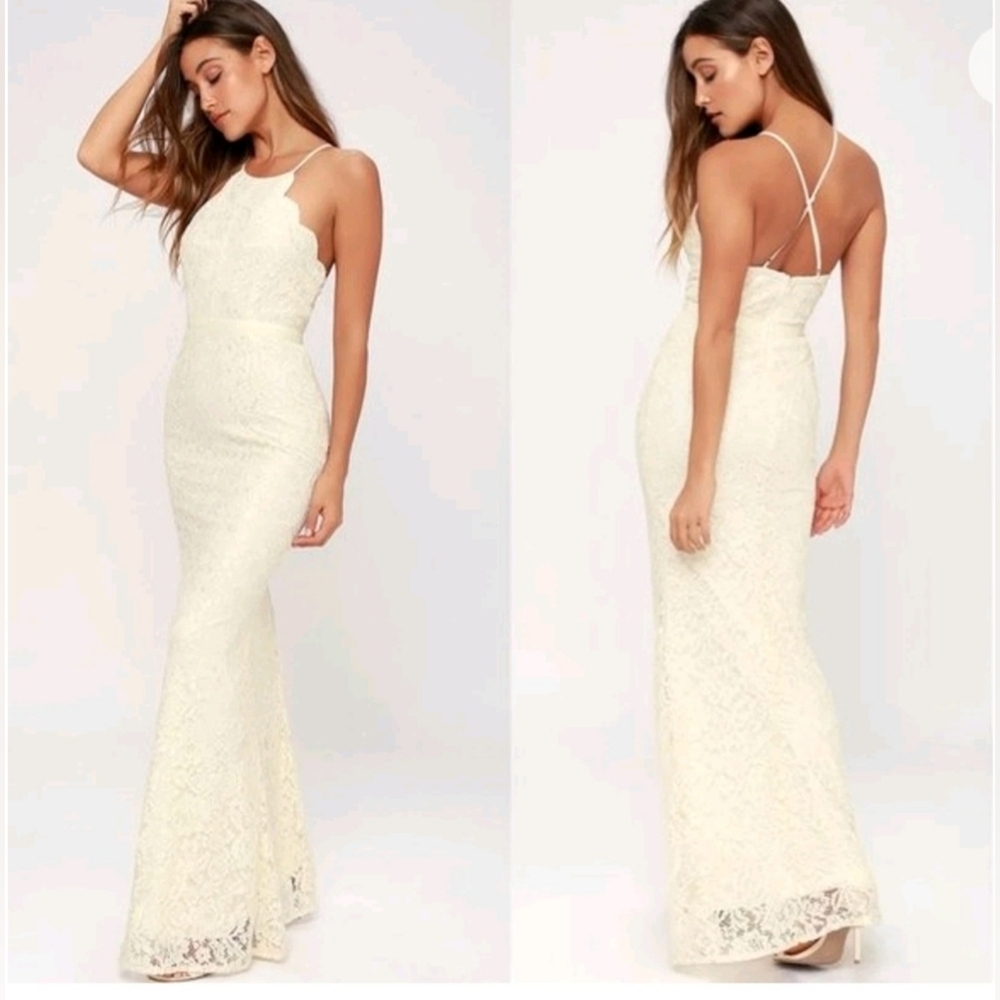 Lulu's NWT ZenithCream Lace Maxi Dress Size S